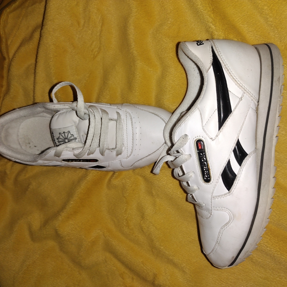 Reebok Youth White and Black Sneakers